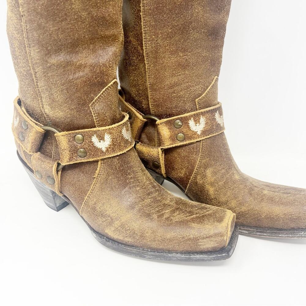 Old Gringo Rosa Pajaros Brown Suede Eagle Boots - Picture 7 of 13